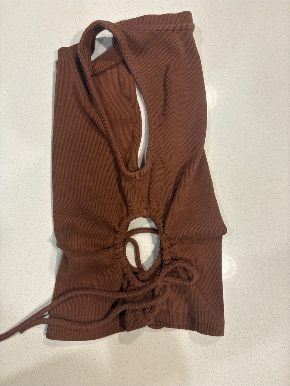 Zara Rust-Brown Ribbed Side-Tie Tank - Picture 7 of 7